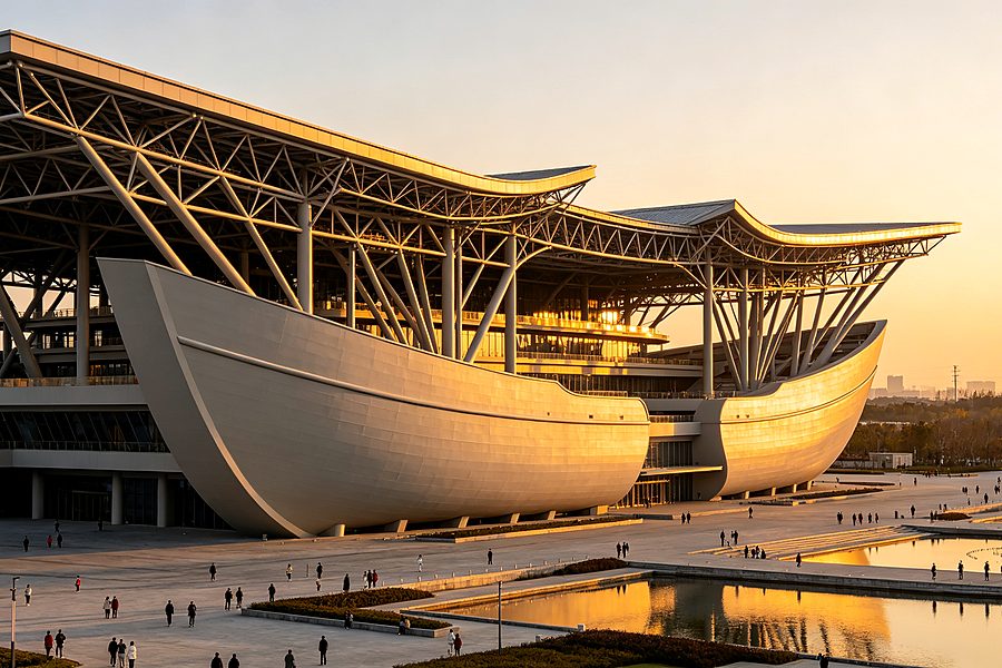 Large steel structure factory coated with thin film intumescent fireproof coating for industrial construction projects