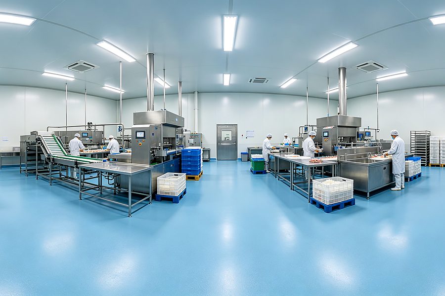 Waterborne epoxy floor paint applied on industrial workshop flooring, smooth durable real project photo